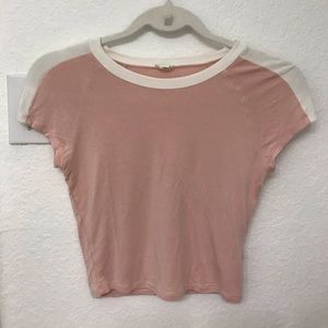 Pink and White Cropped Tee